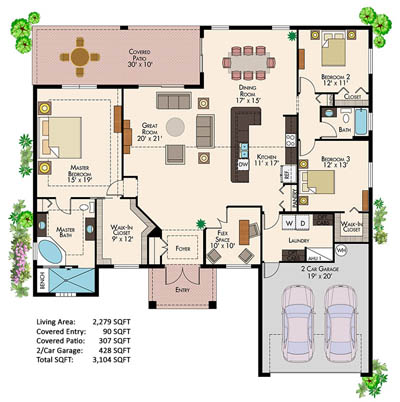 Southeast Florida custom home floorplan